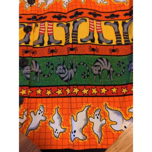 Basic Editions Vest Women Large Black Halloween Ghost Cat Witch Pumpkins Spider - Picture 2 of 11